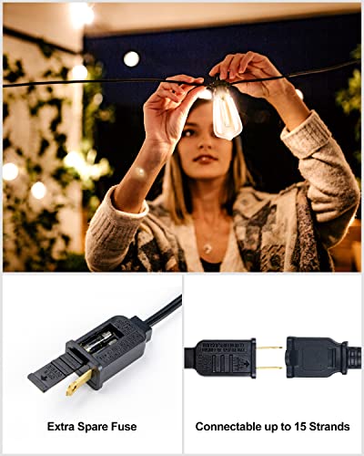 Lightdot 350FT Outdoor String Lights, LED Bistro String Lights with Shatterproof ST38 Bulbs, 2200K Dimmable, Waterproof Hanging Lights for Porch, Party, Garden, Backyard, Balcony - size: 350 ft