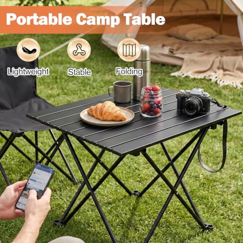 REDCAMP Portable Camping Table, Ultralight Roll Up Folding Table | 27x19’’ Beach Tbale with Storage Bag for Outdoor, Picnic, Sports, Party, Cooking, Camping, Black - size: 28"D x 19"W x 15"H