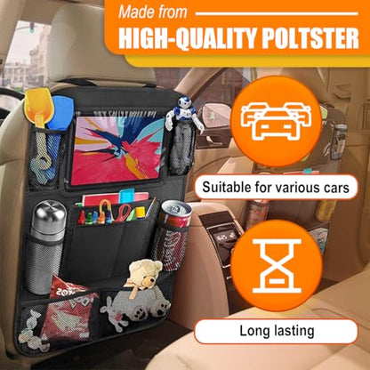 ZIMISI Car Backseat Organizer, Oxford Cloth Kick Mats Back Seat Protector with 9 Pockets & Clear Tablet Holder, Universal Waterproof Car Road Trip Essentials Storage Accessory (1PC) - size: 1PC