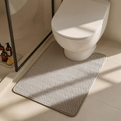 Triohero Toilet Rug, Thin Toilet Rugs U Shaped Washable Non Slip Absorbent Quick Dry Low Pile Toilet Mat, Beige 20"x24" U Shape - color: Beige, size: 20"x24" U Shape