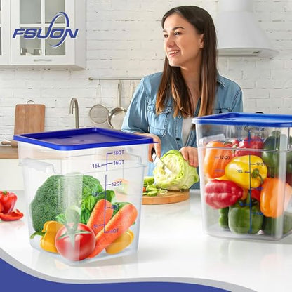 4 Pack Clear Food Storage Containers with Lids and Handles Polycarbonate Square Commercial Food Containers, NSF (18Qt) - color: 18Qt