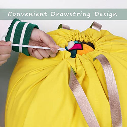 Cotton Canvas Laundry Bag with Handles & Drawstring Straps, Heavy Duty Extra Large Laundry Bags for Laundromat and Household, 25.5x34 Inch, Yellow - color: Yellow