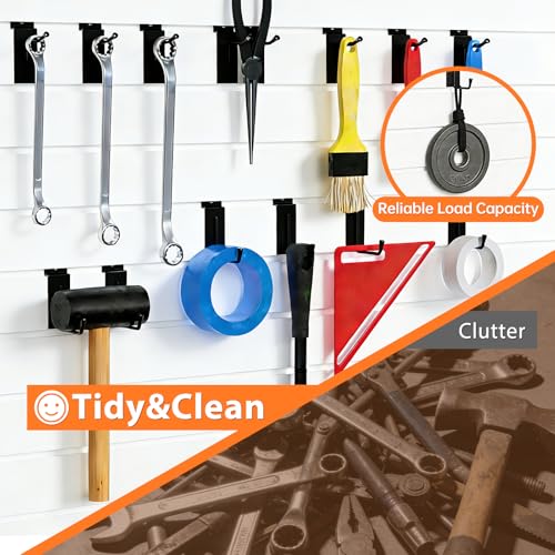 50 Pack J-Shaped Slatwall Hooks, 2 Inch Heavy Duty Slat Wall Hanger, Slatwall Accessories Display Hooks for Garage, Retail Store, Kitchen, Craft Room - size: 2.2 Inch