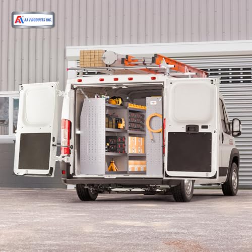 AA Products Model SH-4603-T3(3) Steel Low/Mid/High Roof Van Shelving Storage System Fits Transit, GM, NV, Promaster and Sprinter, Set of 3 Contoured Shelving Unit, 32" W x 46" H x 16" D