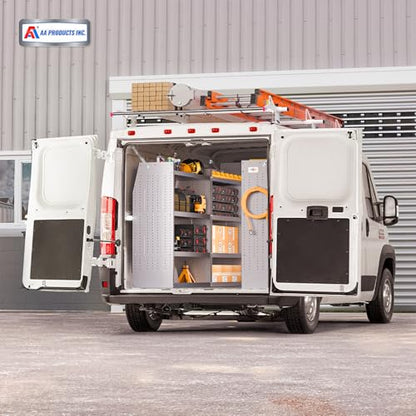 AA Products Model SH-4603-T3(3) Steel Low/Mid/High Roof Van Shelving Storage System Fits Transit, GM, NV, Promaster and Sprinter, Set of 3 Contoured Shelving Unit, 32" W x 46" H x 16" D