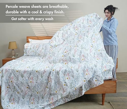 RUVANTI 100% Cotton Percale Sheets Twin Size, Aroma | Crisp Cooling, Deep Pocket 16", Soft Breathable & Durable, Hotel-Style, 3 Piece Set - color: Aroma, size: Twin