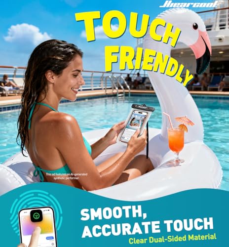 Hiearcool Waterproof Phone Pouch 2 Pack, IPX8 Dry Bag with Lanyard, Touch Screen Compatible for iPhone 17/16/15/14/13 Pro Max, Beach Swimming Cruise Travel-Clear & Pink Purple - color: Clear & Pink Purple