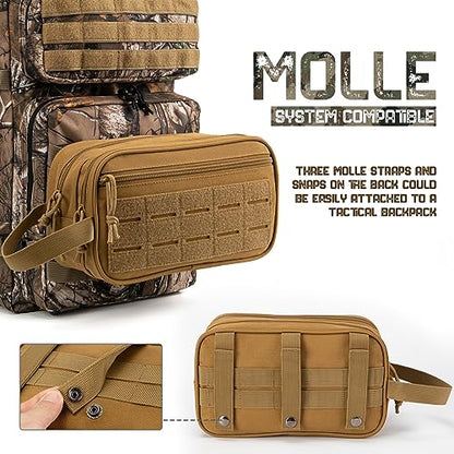 QT&QY Tactical Toiletry Bag For Men Hygiene Bag EDC Military Tool Molle Pouches Small Dopp Kit Mens Shaving Kit Travel shower Bags - color: 1 US Khaki