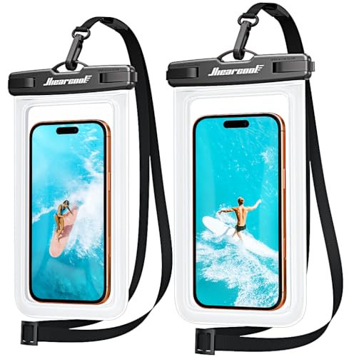 Hiearcool Waterproof Phone Pouch, Waterproof Phone Case with Crossbody Lanyard Compatible for iPhone 17 16 15 14 13 Pro Max Up to 8.9", Cellphone Dry Bag Travel Essentials for Beach -Clear-2Pack - color: 2 Clear