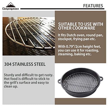 CAMPINGMOON Round Cooling Rack Roasting Rack for Baking Stainless Steel W24 Diameter φ9.5inch/φ24cm - color: Dia 9.5 inches, W24