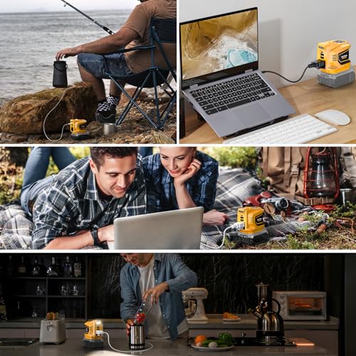 Real 200W Power Inverter Compatible with Dewalt 20V, VoLtTech Battery Inverter 20V to 110V-120V, Phone Charger USB Charger Adapter Power Adapter with 2 USB Ports & 1 Type-C & 1 AC Outlet (No Battery)