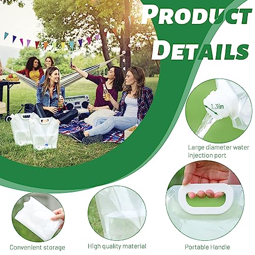 4 Pack Collapsible Water Jug Container, Portable Water Bags with Spout, Folding Water Carrier Tank, No Leak Emergency Camping Water Storage for Travel Hiking (2.6 Gal)