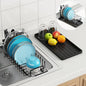 ANTOPY Sink Dish Drying Rack - Expandable Small Dish Rack Over Sinks with Silicone Drying Tray, Dish Drainer for Kitchen Counter with Cutlery Holder, Drying Rack Fit for 14’’-19’’ Kitchen Sink - style: In Sink (Small)