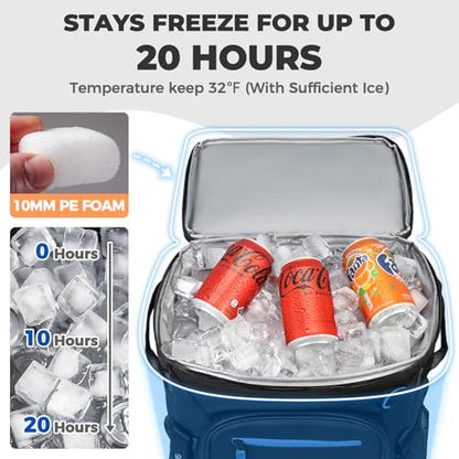 Heytrip Backpack Cooler 36/54 Cans, Insulated Portable Large Leakproof Waterproof Cooler Bag, 20 Hours Cold Retention for Lunch Camping Travel Beach Picnic - color: Black - 54 Cans