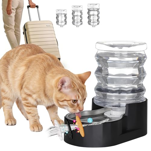 RIZZARI 5L Gravity Pet Water Dispenser with Filter, Stainless Steel Bowl | 5L Long-Lasting Water Supply,Cleaner Drinking Experience,Filtered Fresh Water,Visible Water Level,Designed for Everyday Use - color: Dark Black, size: 5L