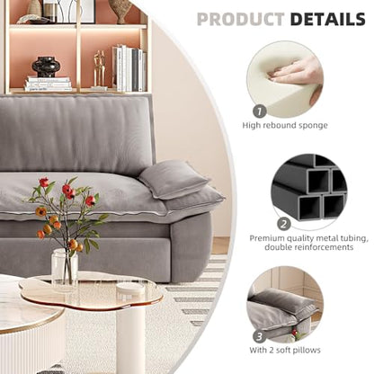 KEIKI 73.2" Queen Sleeper Sofa Bed, 3-in-1 Convertible Pull-Out Couch with Adjustable Backrest, Modern Velvet Loveseat Sofa for Home Office, Studio Apartment, Guest Room & Small Space Living - color: Grey, size: 73.2 Inch Queen