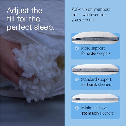 DreamyBlue Gusseted Sapphire Pillow • Adjustable Loft, Luxury Cover, Shredded Memory Foam Fill w/Airflow Beads •Ideal for Wide Shoulders •Neutral Alignment for All • CertiPUR-US Certified Foam (King) - size: Sapphire King