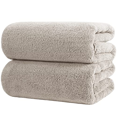 POLYTE Quick Dry Lint Free Microfiber Bath Sheet, 35 x 70 in, Pack of 2 (Beige) - color: Beige