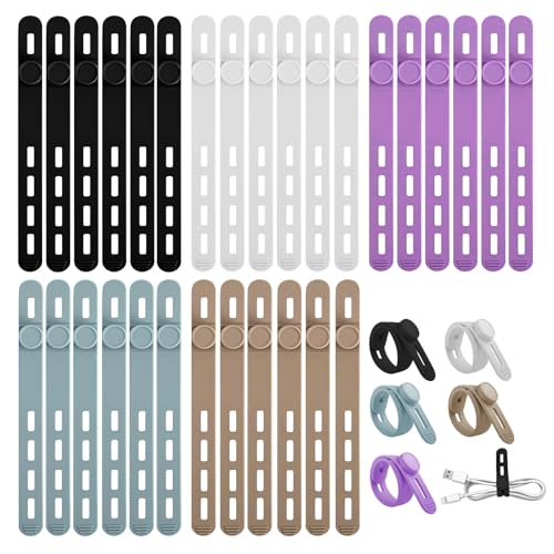 30 Pcs Cable Ties ，Silicone Cable Ties, Reusable Cord Organizer for Charger Cables, Hair Dryer, Home & Office, Flexible Cord Wraps for Electrical Wires (30 Pcs Cord Organizer) - color: 30 Pcs Cord Organizer