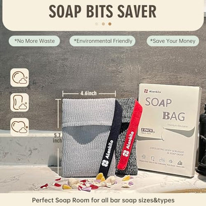 2 Pieces Soap Bags for Soap Bars, Exfoliating Soap Saver Bags, Foaming Bar Soap Pouches for Use in Baths or Showers (Gray) - style: A Grey