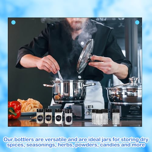 60 Pack 2.7 oz Plastic Spice Jars with Black Lids and Labels Empty Spice Bottles Clear Seasoning Shaker Containers for Kitchen Travel Camping