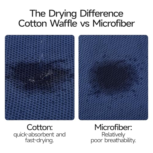 REDKISS 100% Cotton Waffle Weave Bath Towels 4 Pack - 27.5x55 Inches| Lightweight, Quick Dry & Highly Absorbent,Perfect for Spa, Gym, Travel, Guest Bathroom-Blue - color: Blue