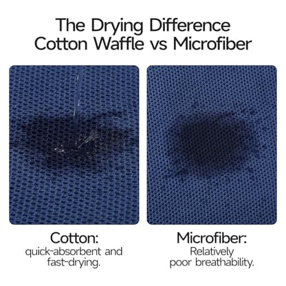 REDKISS 100% Cotton Waffle Weave Bath Towels 4 Pack - 27.5x55 Inches| Lightweight, Quick Dry & Highly Absorbent,Perfect for Spa, Gym, Travel, Guest Bathroom-Blue - color: Blue