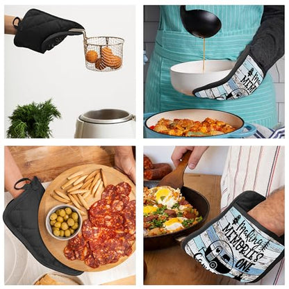 Camping Camper RV Gifts Pot Holders with Pockets, Making Memories One Campsite at a Time Pot Holders Heat Resistant Oven Mitts Hot Pads for Campsite RV Kitchen Baking Cooking - color: Louyzhut-1