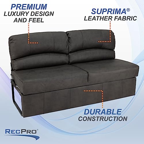 RecPro Charles RV Jackknife Sofa | Love Seat | Sleeper Sofa | Length Options 62", 68", 72" (68 Inch, Gunmetal) - color: Gunmetal, size: 68 Inch