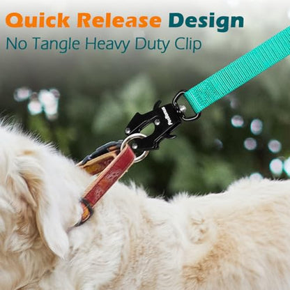 PetBonus Heavy Duty Tactical Dog Leash, 5 FT Bungee Shock Absorption Leash with 2 Padded Handles, Quick Release Metal Clip, Car Seatbelt, No Pull Training Lead for Large Medium Dogs（Turquoise） - color: Turquoise