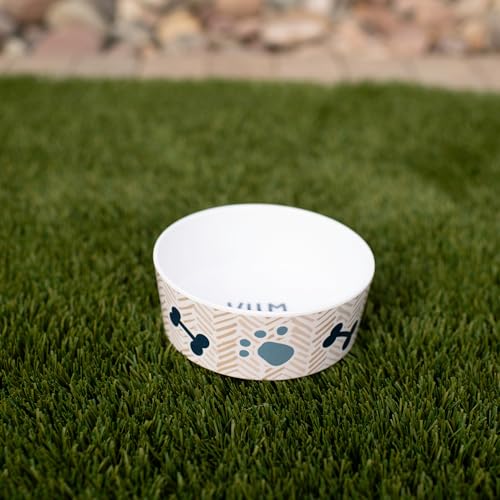 Loving Pets Dolce Moderno Dog Bowl – Modern Melamine Dog Food Bowl & Dog Water Bowl – Durable, Non-Slip Pet Dish for Small & Medium Dogs – Dishwasher Safe Dog Bowl (Large, 47 oz) - color: Yum Chevron, size: Large