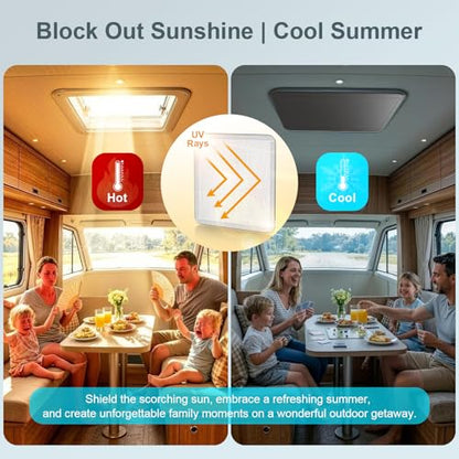 RV Roof Vent Blackout Shade - 16x16 Inch Skylight Window Insulator - UV Rays Protection Camper Trailer Fan Sun Cover - size: 16"x16"