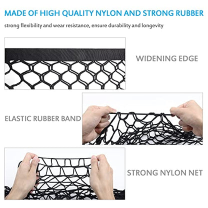 MICTUNING 2-Layer Heavy Duty SUV Truck Cargo Net, 44 x 15 Inch Universal Bed Net with Hooks, Adjustable Highly Elastic Storage Organizer Mesh Net Compatible for Pickup Truck SUV - size: 44 x 15 inches