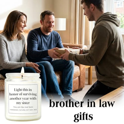 Brother in Law Gifts from Sister, Funny Birthday Fathers Day Christmas Gift for Brother-in-Law, Practical Present Ideas for Men & Him - Lavender Scented Candle - style: Brother in Law