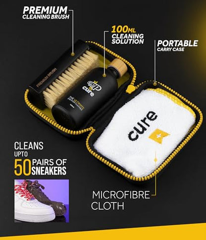 Crep Protect Shoe Protector Spray & Premium Sneaker Cleaning Kit, with Brush, Solution, Microfibre Cloth and Reusable Pouch, Sneaker Care Kit