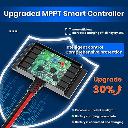 POWOXI 10W 12V Magnetic Solar Battery Trickle Charger Maintainer, Built-in MPPT Intelligent Charge Controller, Waterproof Solar Trickle Charger Alligator Clip for Car RV Motorcycle Marine, etc. - size: Magnetic-10W