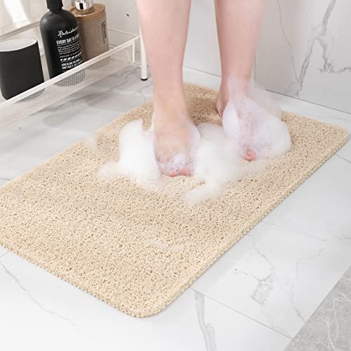 Hargiis Non Slip Bathtub Mat, Anti Slip Shower Mat, Fast Drying Bath Tub Mats, Foot Scrubber Mat, Anti Slip Mat for Tub, Floor, Bathroom, Home, Kitchen, Hotel (Beige 24"x16") - color: Beige, size: 24" x 16" (Rectangular)