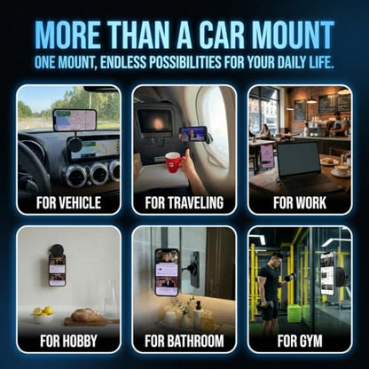 2026 Upgraded Vacuum Magnetic Car Phone Holder, 360° Adjustable Magsafe Car Mount with 90 LBS Ultra Suction Cup, Cell Phone Holders for Car/Gym/Mirror, fit iPhone & Android