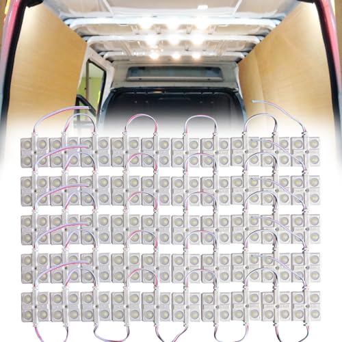 Ampper 12V 200 LEDs Interior Van Lights, LED Ceiling Lights for Van RV Boats Caravans Trailers and More (50 Modules, White) - size: 200 LEDs