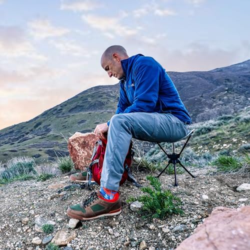 GRAND TRUNK Compass 360° UC Swivel Stool | Ultra-Compact Foldable Camping Seat | 260 lb Capacity | 7000 Series Aluminum Frame, Portable for Hiking & Travel | Sea Black