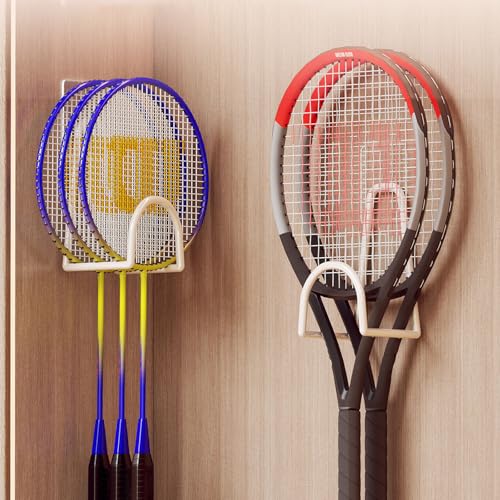 Multi Purpose Wall Mount Holder for Badminton Tennis Rackets Space Saving Organizers with Strong Adhesive Hook Wall Mount Holder