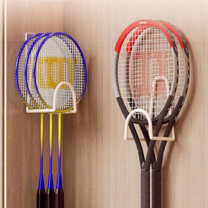 Multi Purpose Wall Mount Holder for Badminton Tennis Rackets Space Saving Organizers with Strong Adhesive Hook Wall Mount Holder