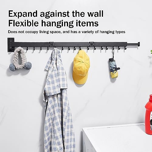 BOQORAD Clothes Drying Rack,Drying Rack Clothing,Luandry Drying Rack,Clothes Hanger Rack,Wall Mounted Luandry Rack,Folding Retractable,Frosted Stone Black Classic,ms-01 - size: Basic-Black