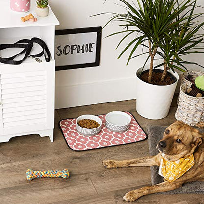 Bone Dry Machine Washable, Ultra Absorbent Pet Mat, 12x18, Rose/Off-White Lattice - color: Rose/Off-White Lattice, size: 12"L x 18"W