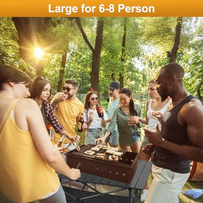 Folding Camping Table, Outdoor Roll-up Table Height Adjustable & Portable Metal Camp Grill Table for Picnic, BBQ, Party, Backyard, Beach, Mesh Storage and Carry Bag (Ash Black, 47.24'' X-Large) - size: 47.24'' X-Large