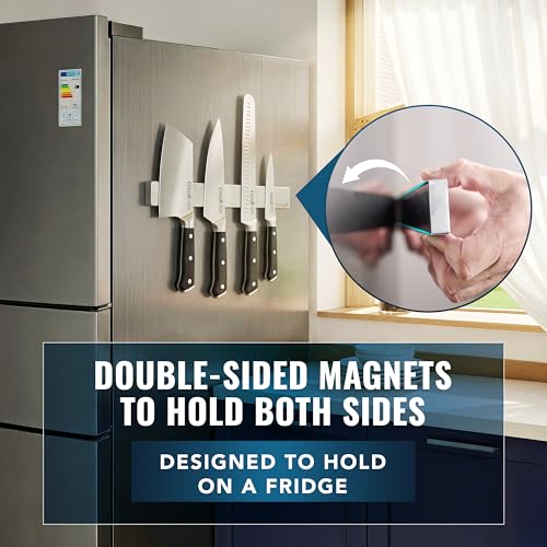 Cutluxe Magnetic Knife Holder for Wall and Fridge - 10" Stainless Steel Knife Magnetic Strip - Holds up 15 lbs, Easy to Mount, With Strong Magnets or Screws - size: 10 Inches