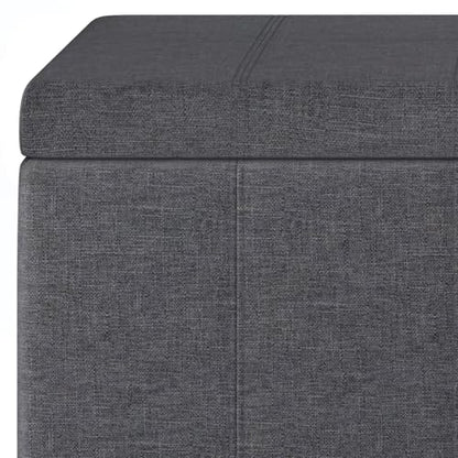 SIMPLIHOME Dover Storage Ottoman Bench - 36 inch Wide Upholstered Linen Look Fabric Rectangular Lift-Top Ottoman in Slate Grey, Contemporary Bench for Living Room with Safety Hinges - color: Slate Grey