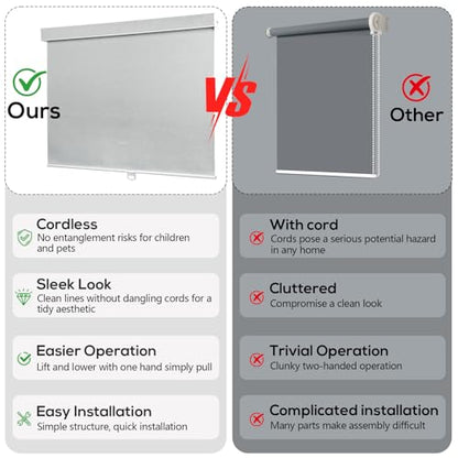 Cordless RV Blind, Blackout Window Curtain Pleated Shade for RV, Camper and Motorhome Window, Fit for 30" W x 24" H Rough Opening RV Window, Grayish White - size: 37"W x 30"H