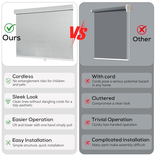 Cordless RV Blind, Blackout Window Curtain Pleated Shade for RV, Camper and Motorhome Window, Fit for 30" W x 22" H Rough Opening RV Window, Grayish White - size: 37"W x 28"H