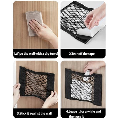 Plastic Bag Holder Mesh Storage Net Grocery Bag Holder Organizer Dispenser for Aluminum Foil, Trash Bag, Garbage Bag, Plastic Wrap, Shopping Bag Under Sink Cargo Organizers and Wall Mounted